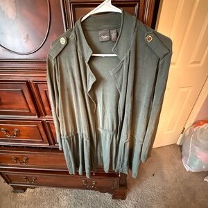 Green Button-Detail Jacket with Full Zip by Travelers by Chico's Size 2